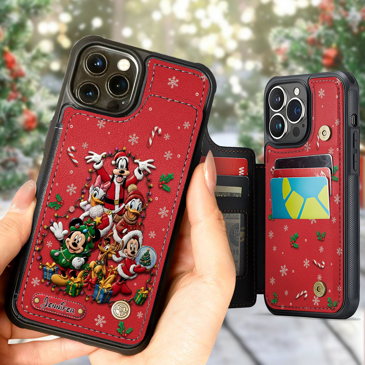 Merry Christmas - Personalized Mouse Fully Printed Wallet Phone Case