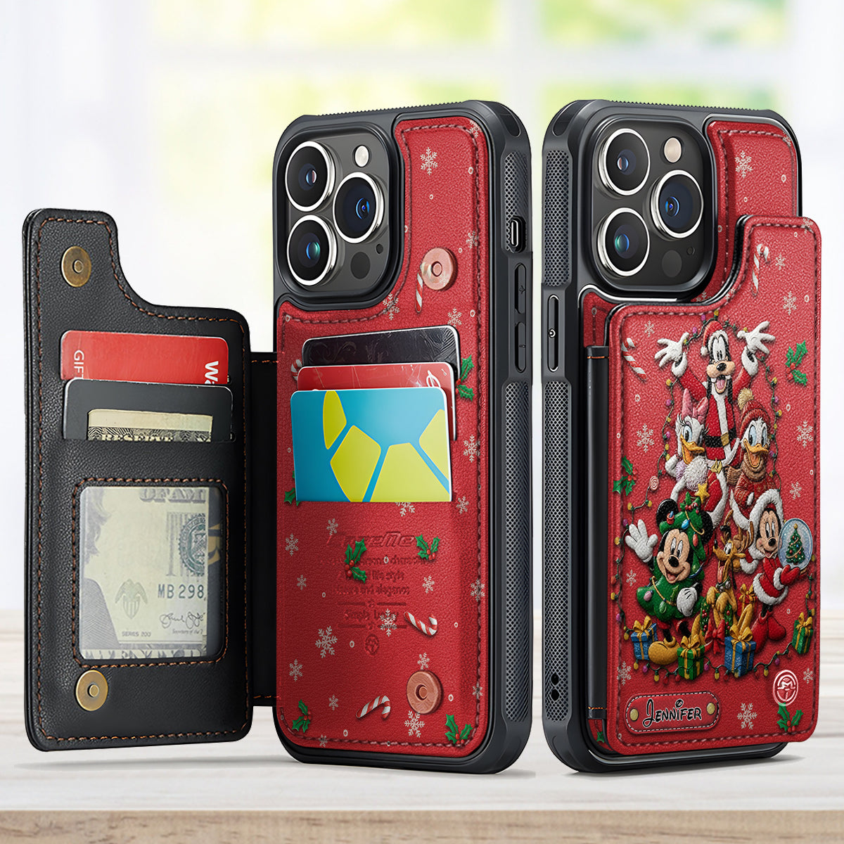 Merry Christmas - Personalized Mouse Fully Printed Wallet Phone Case