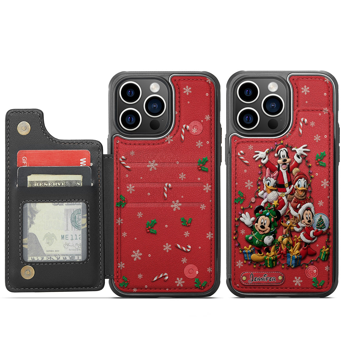 Merry Christmas - Personalized Mouse Fully Printed Wallet Phone Case