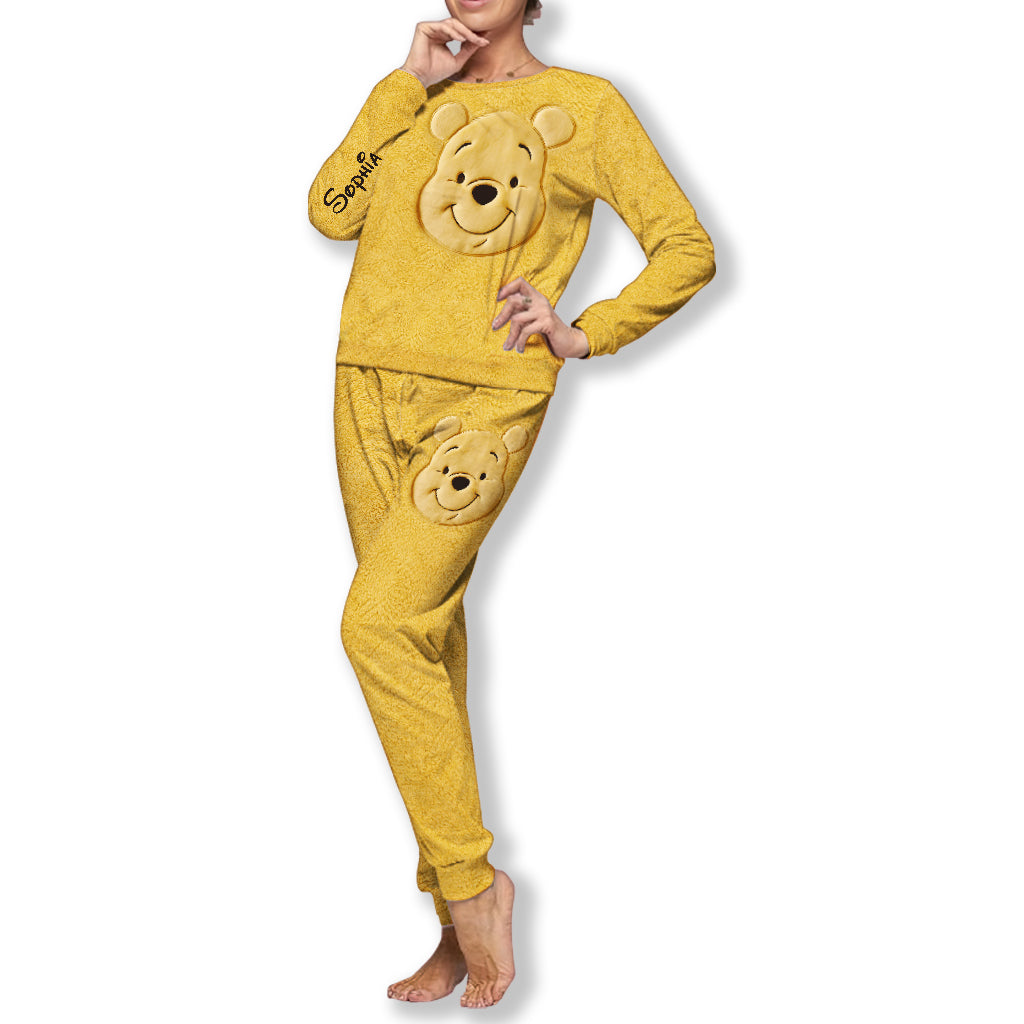 Cute Bear - Personalized Yellow Bear Fleece Lounge Set