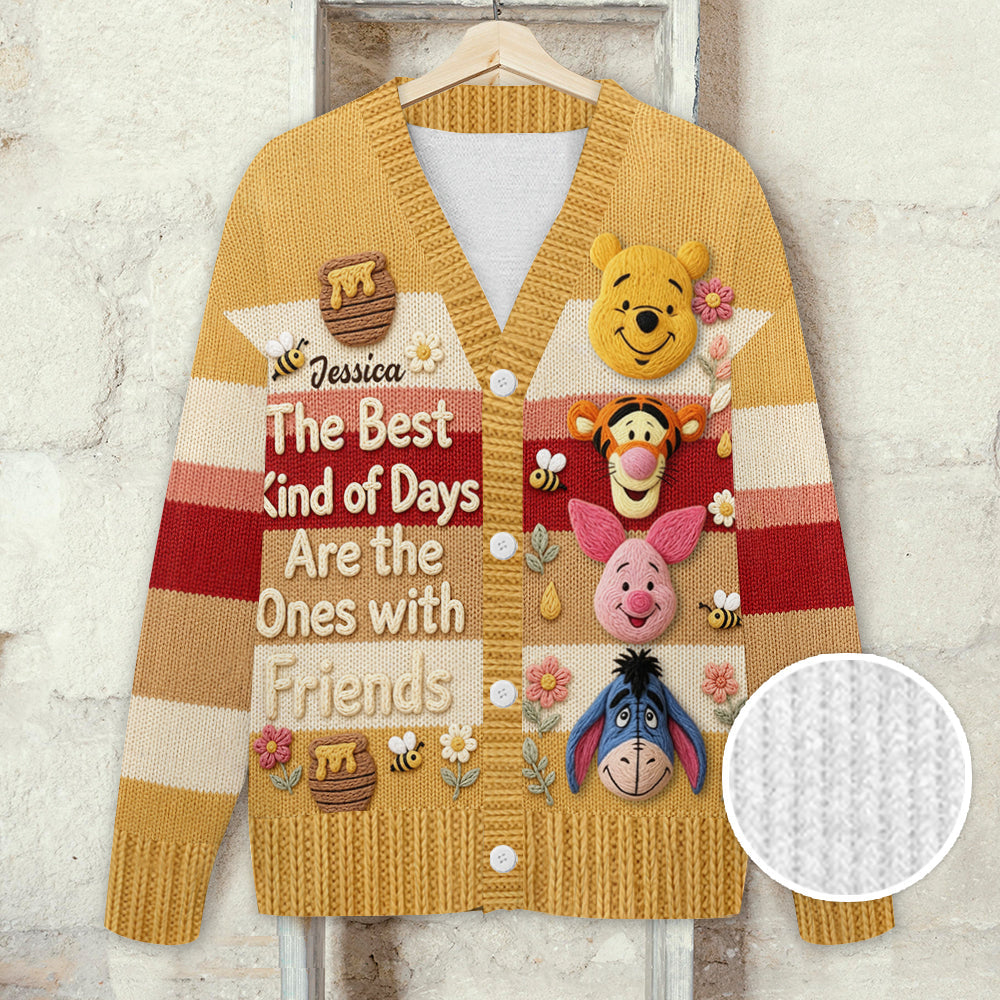 Friends - Personalized Yellow Bear Cardigan Sweater