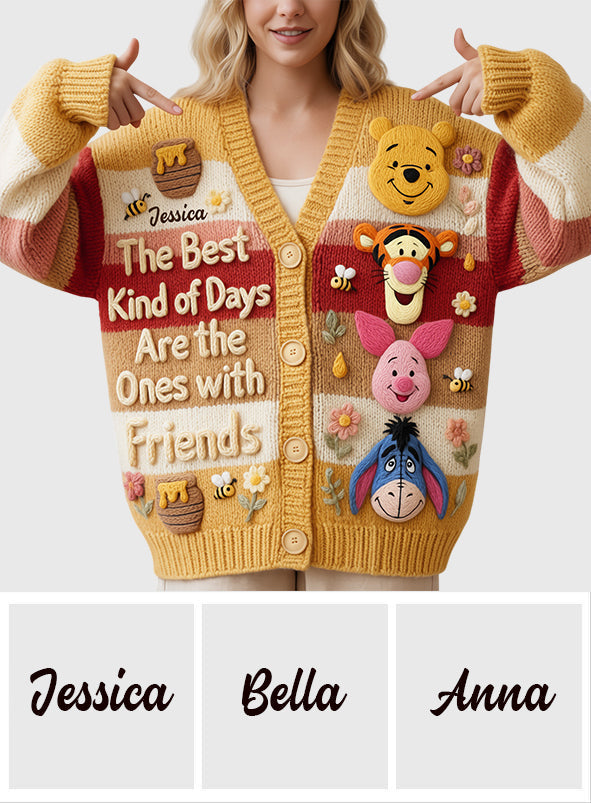Friends - Personalized Yellow Bear Cardigan Sweater
