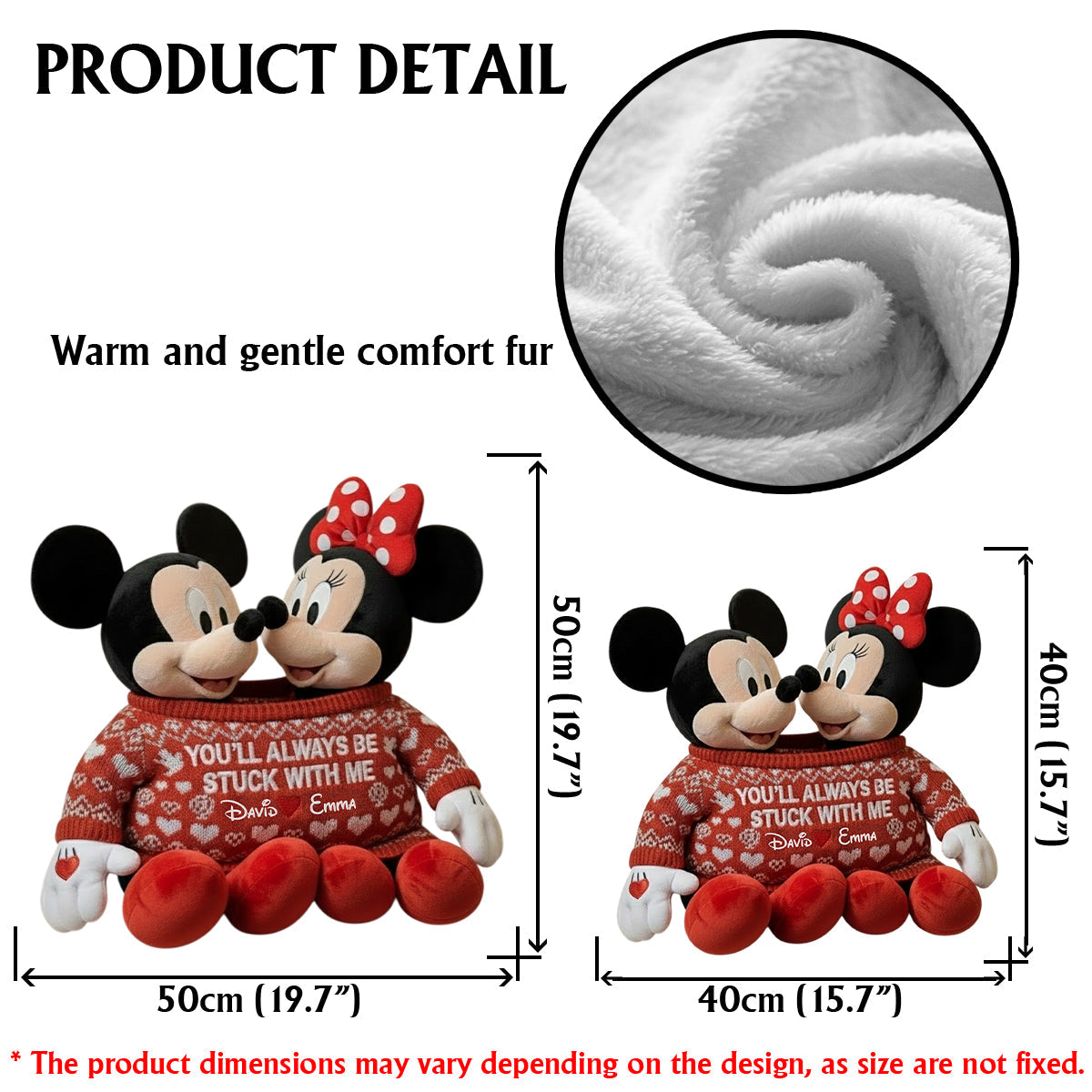 You Always Be Stuck With Me - Personalized Mouse Faux Fur Shaped Pillow