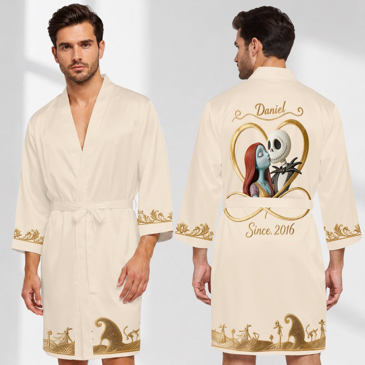 We're Simple Meant To Be - Personalized Nightmare Satin Robe