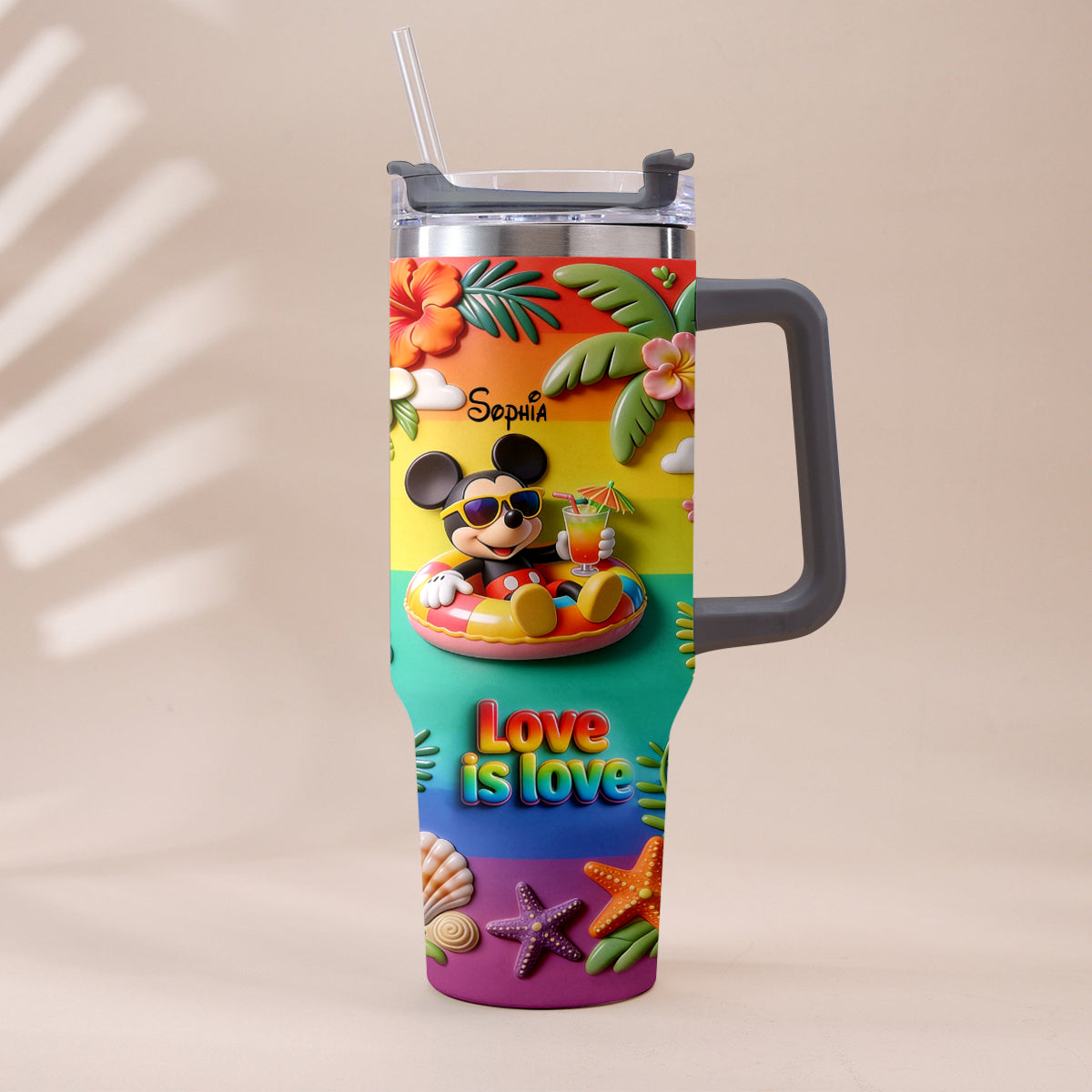 Love Is Love - Personalized LGBT Support Tumbler With Plush Charm
