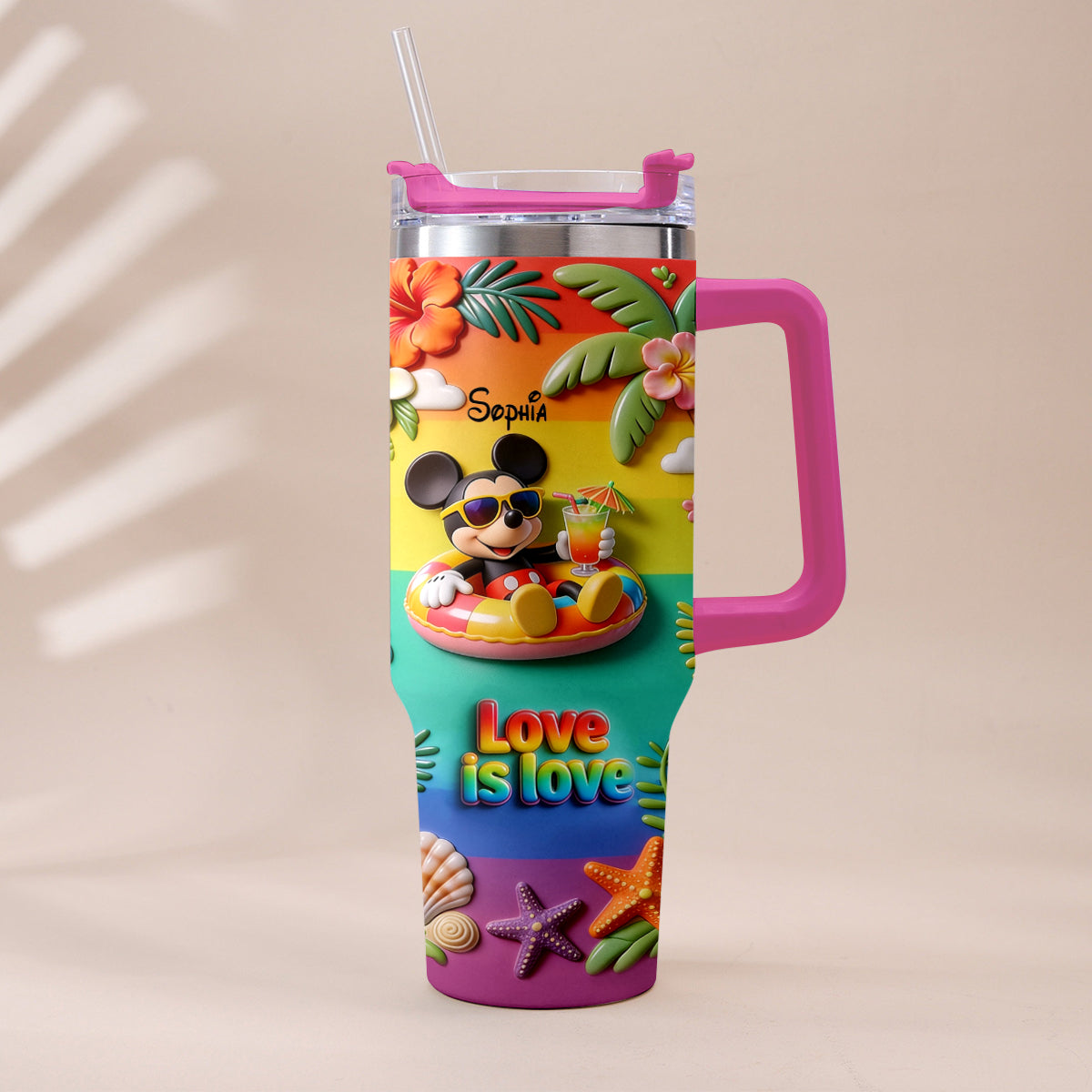Love Is Love - Personalized LGBT Support Tumbler With Plush Charm