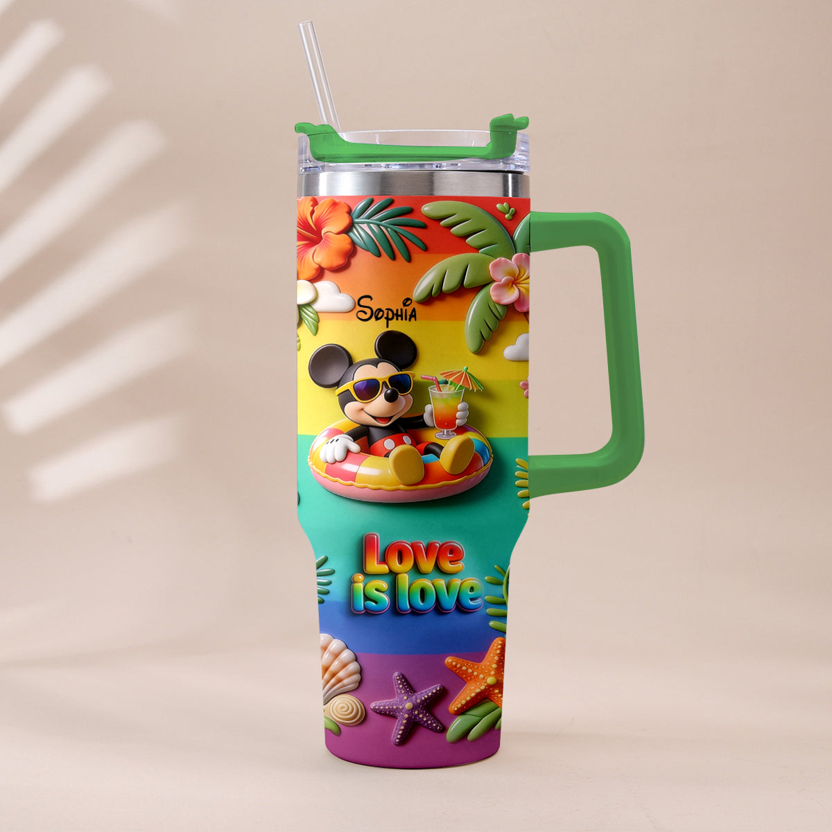 Love Is Love - Personalized LGBT Support Tumbler With Plush Charm