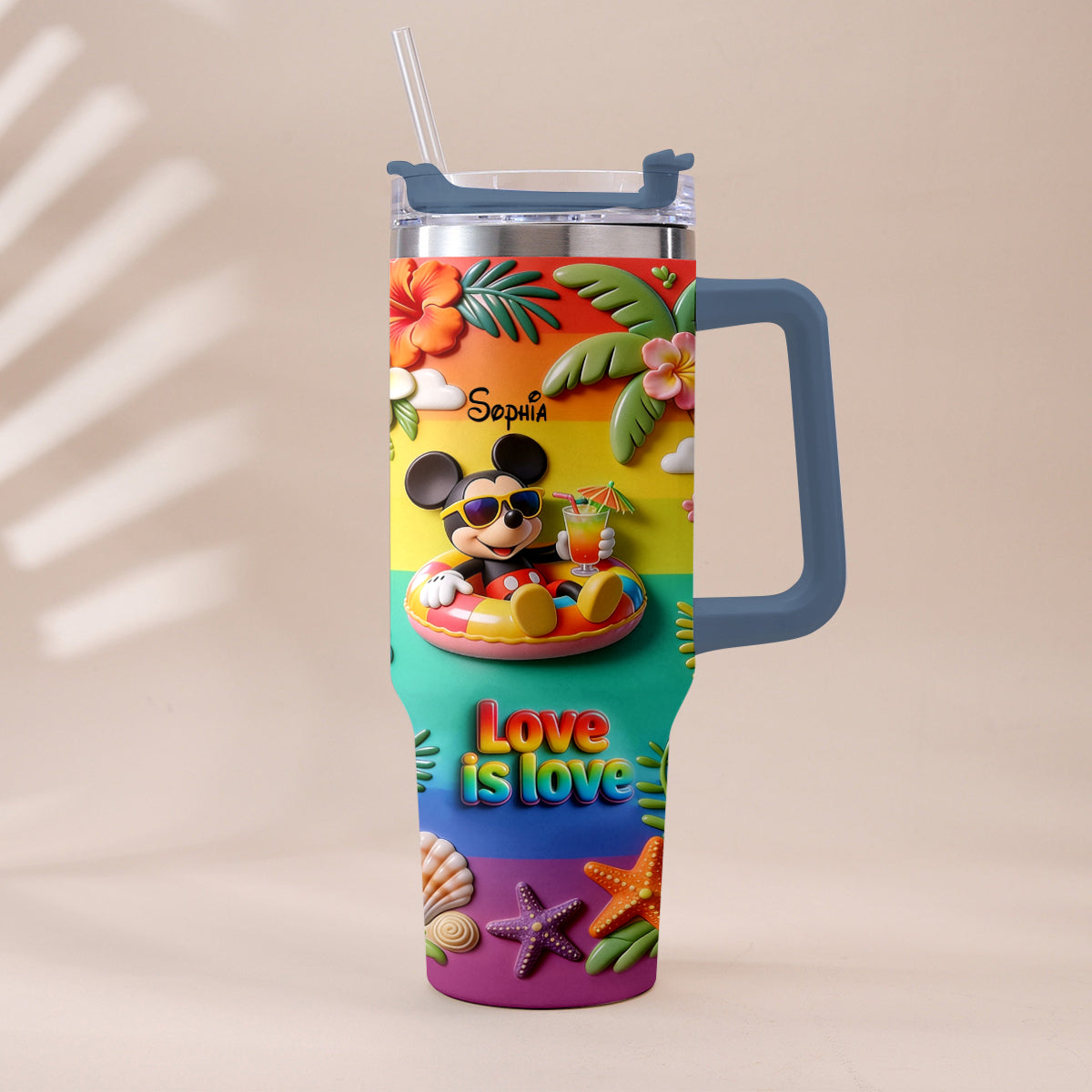Love Is Love - Personalized LGBT Support Tumbler With Plush Charm