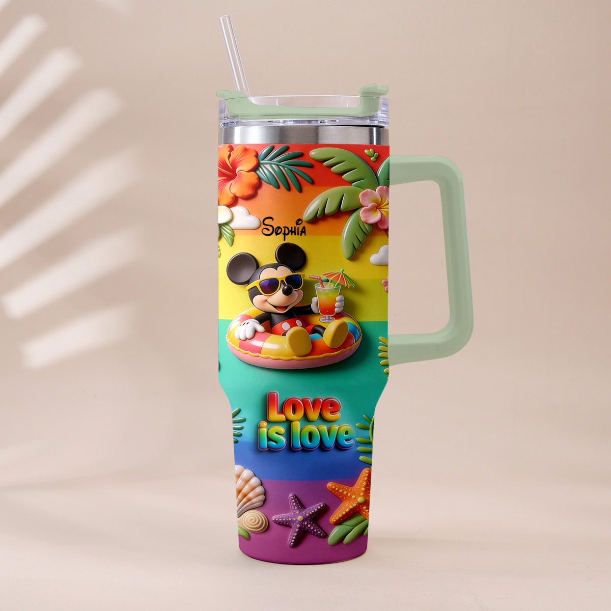 Love Is Love - Personalized LGBT Support Tumbler With Plush Charm