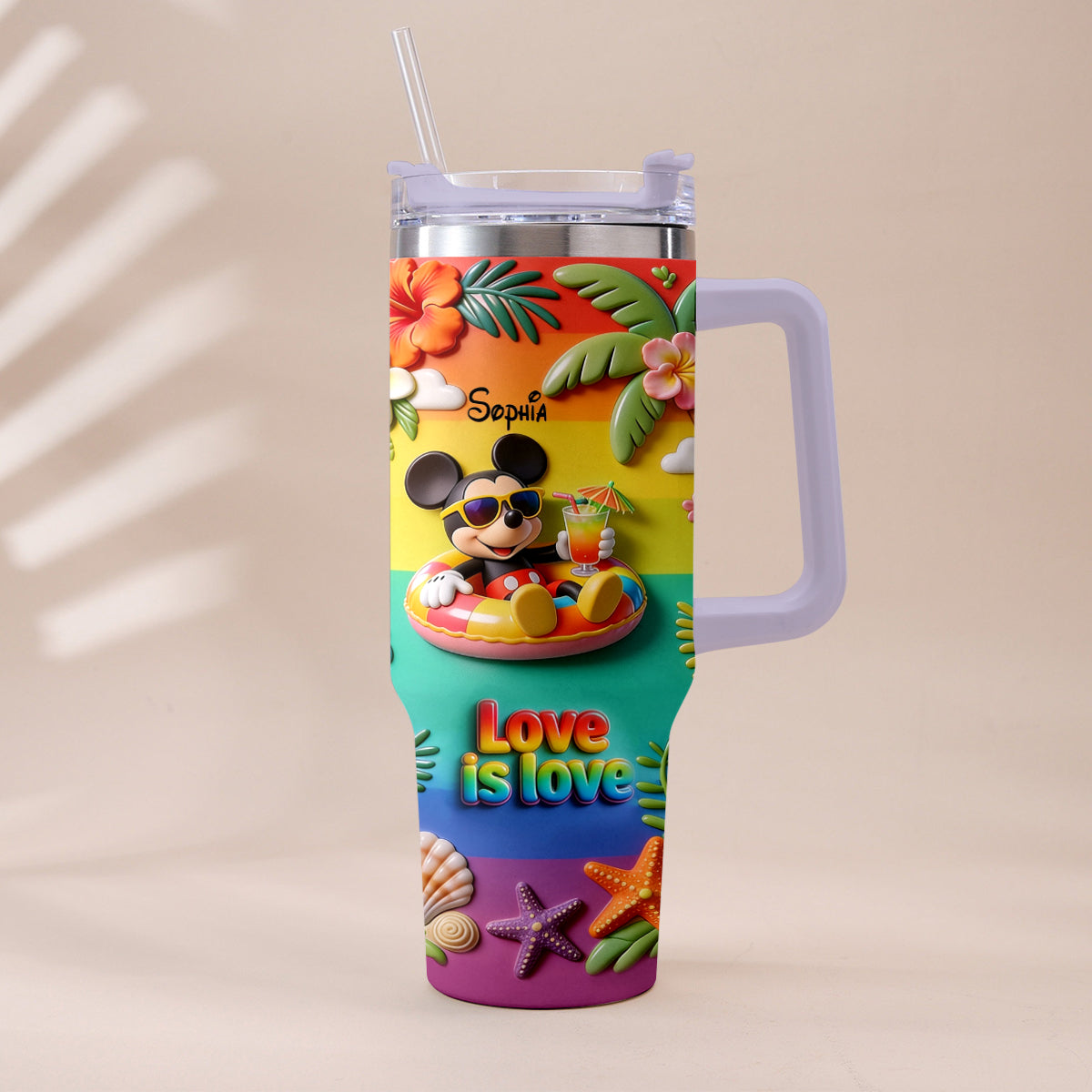 Love Is Love - Personalized LGBT Support Tumbler With Plush Charm