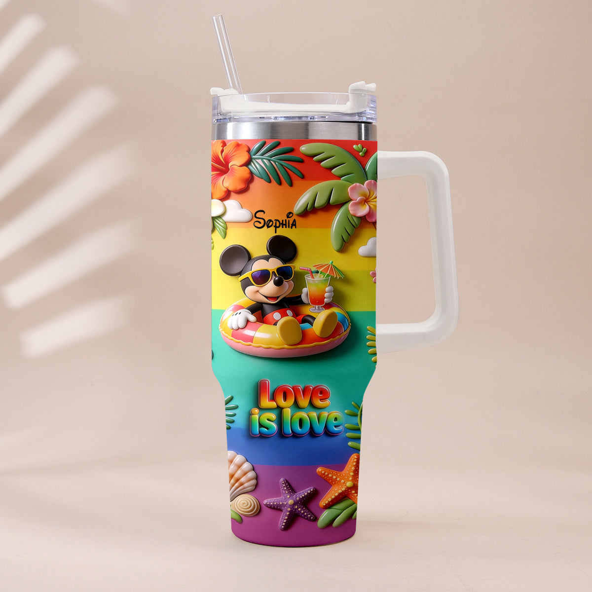 Love Is Love - Personalized LGBT Support Tumbler With Plush Charm