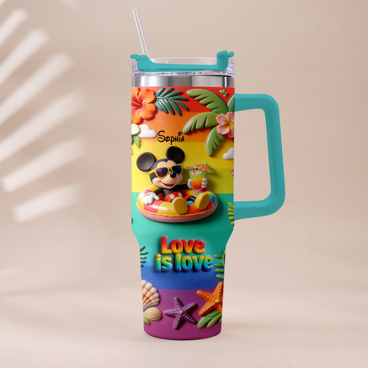 Love Is Love - Personalized LGBT Support Tumbler With Plush Charm