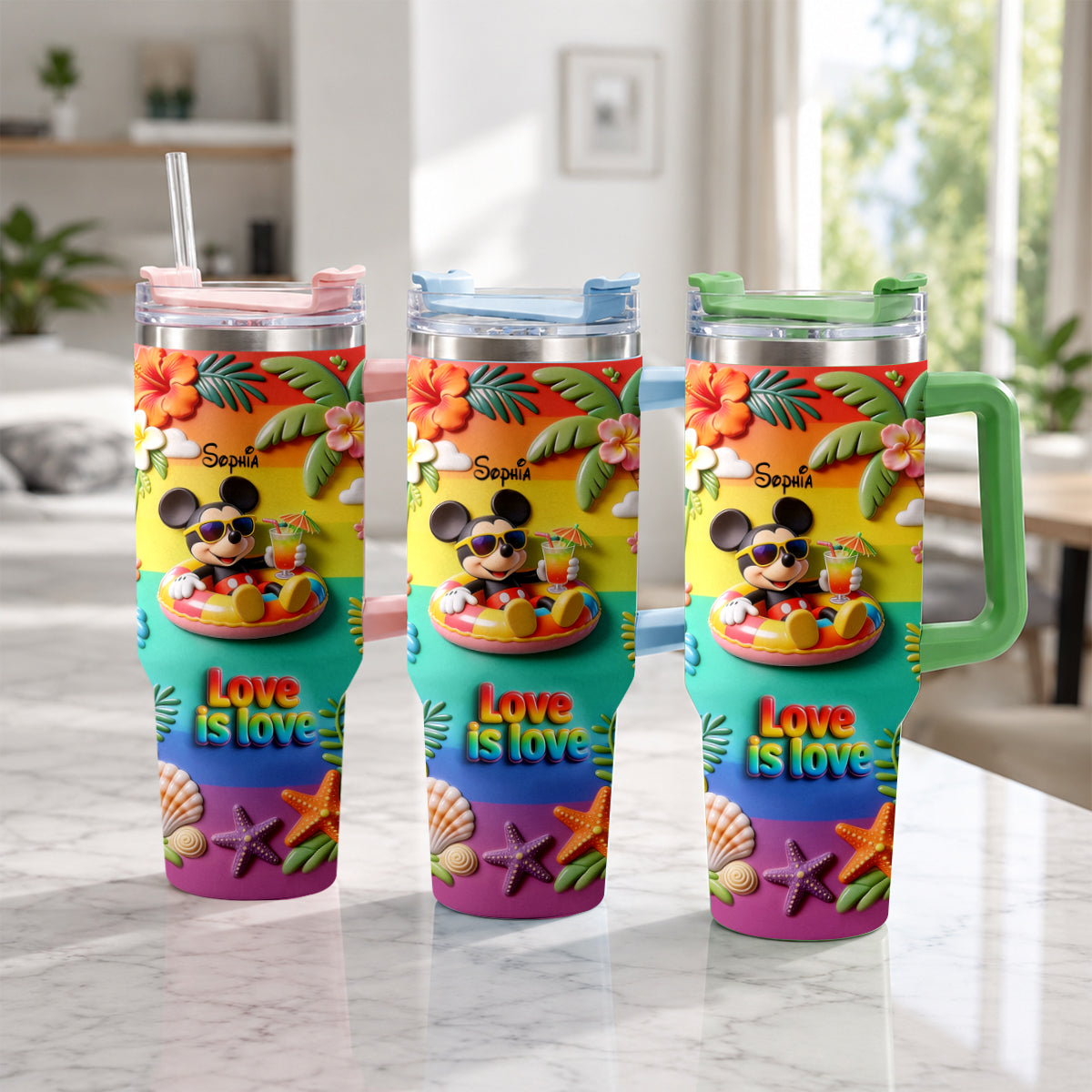 Love Is Love - Personalized LGBT Support Tumbler With Plush Charm