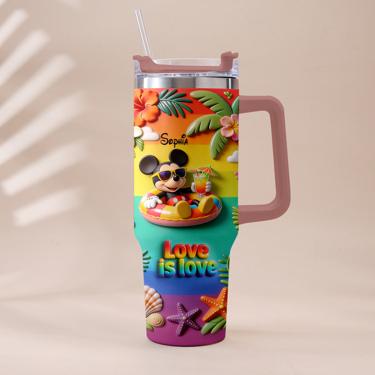 Love Is Love - Personalized LGBT Support Tumbler With Plush Charm