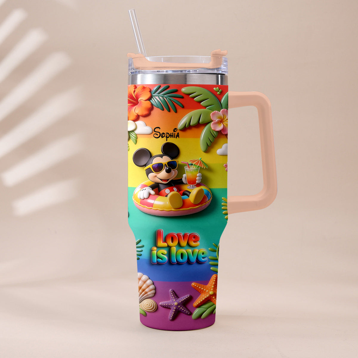 Love Is Love - Personalized LGBT Support Tumbler With Plush Charm