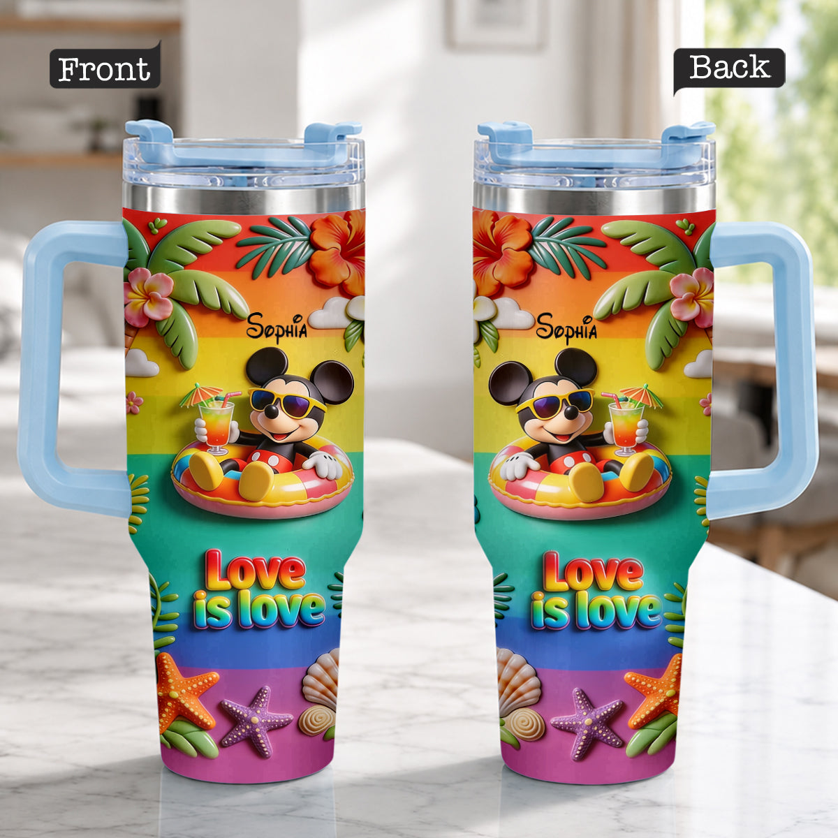 Love Is Love - Personalized LGBT Support Tumbler With Plush Charm