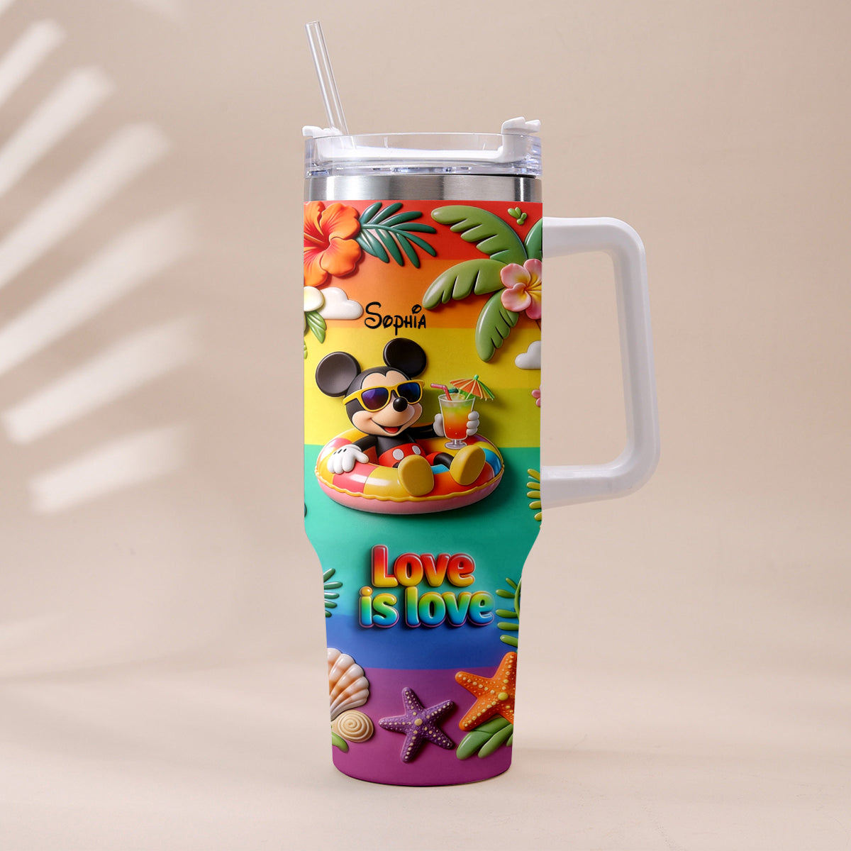 Love Is Love - Personalized LGBT Support Tumbler With Plush Charm