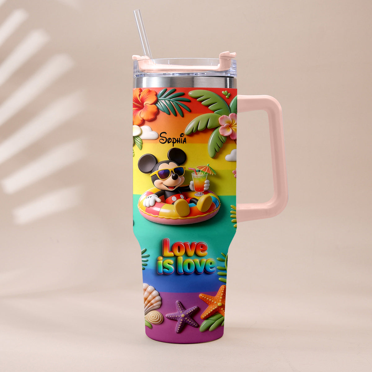 Love Is Love - Personalized LGBT Support Tumbler With Plush Charm