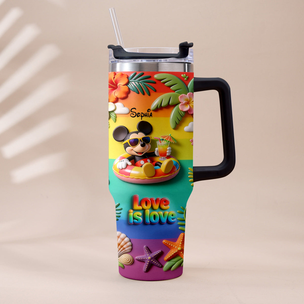 Love Is Love - Personalized LGBT Support Tumbler With Plush Charm
