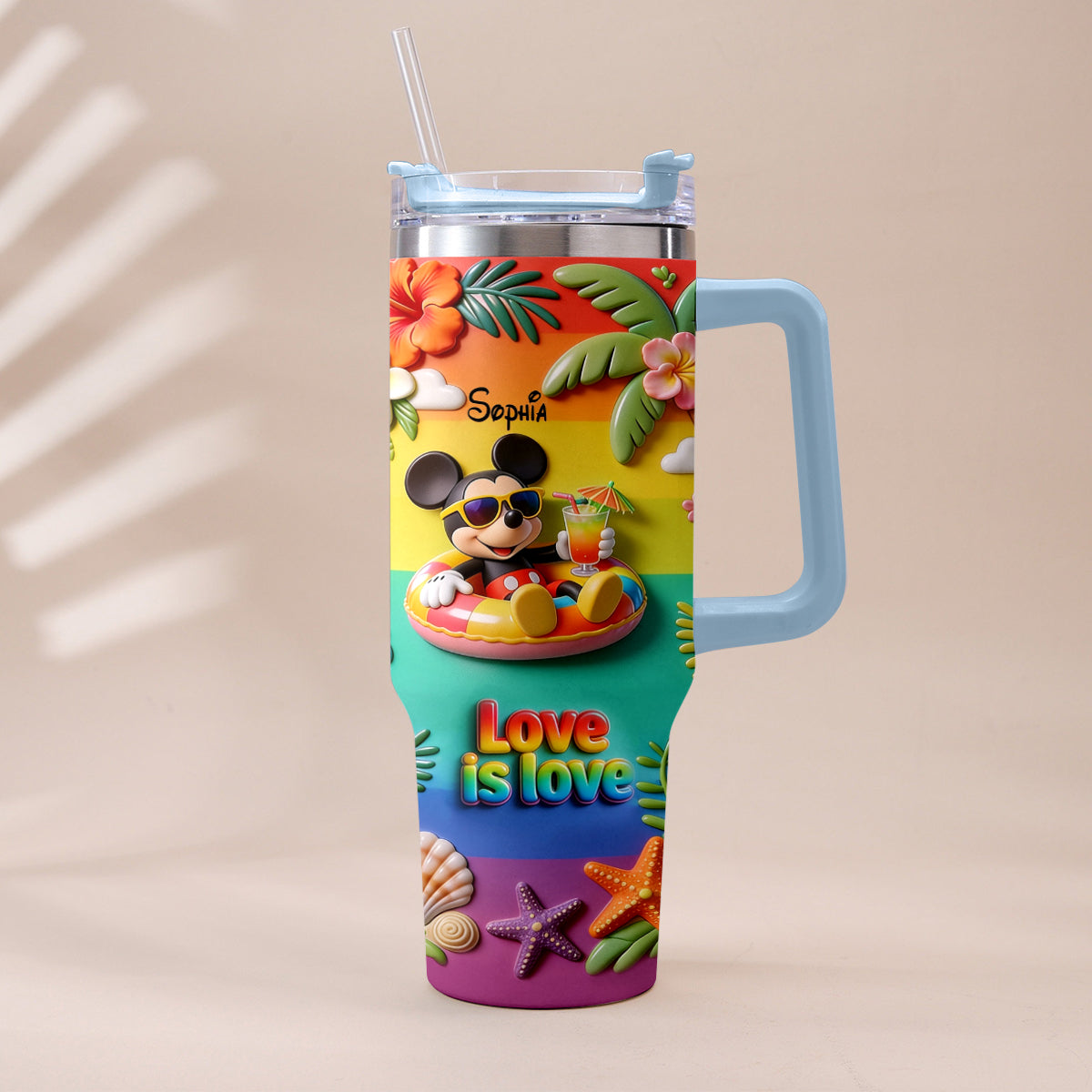 Love Is Love - Personalized LGBT Support Tumbler With Plush Charm