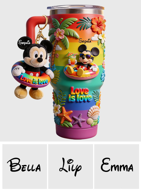 Love Is Love - Personalized LGBT Support Tumbler With Plush Charm