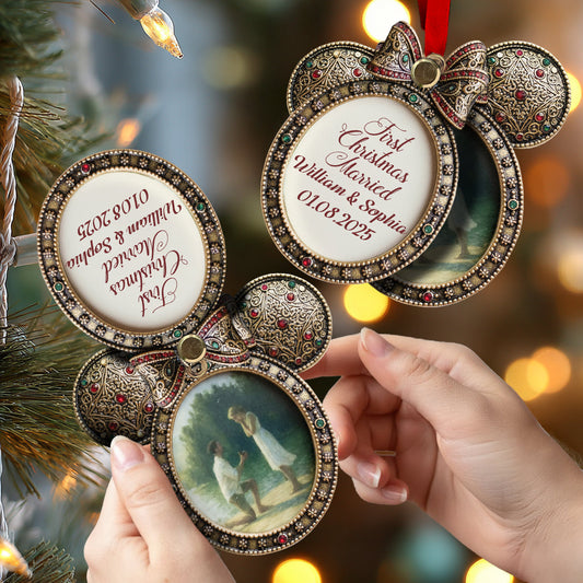 Our First Christmas Married - Personalized Mouse Flip Ornament