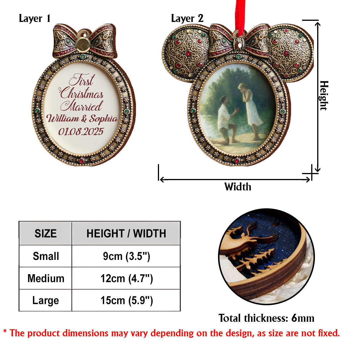 Our First Christmas Married - Personalized Mouse Flip Ornament