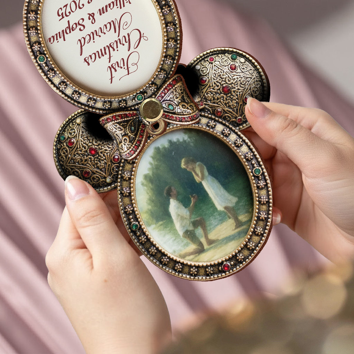 Our First Christmas Married - Personalized Mouse Flip Ornament