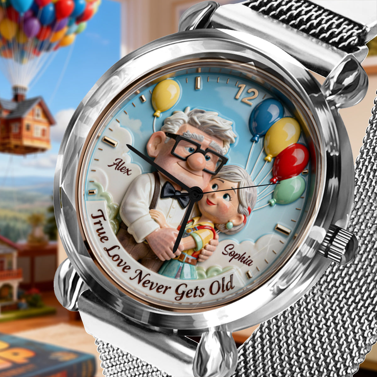 True Love Never Gets Old - Personalized Up Movie Couple Women Hand Watch