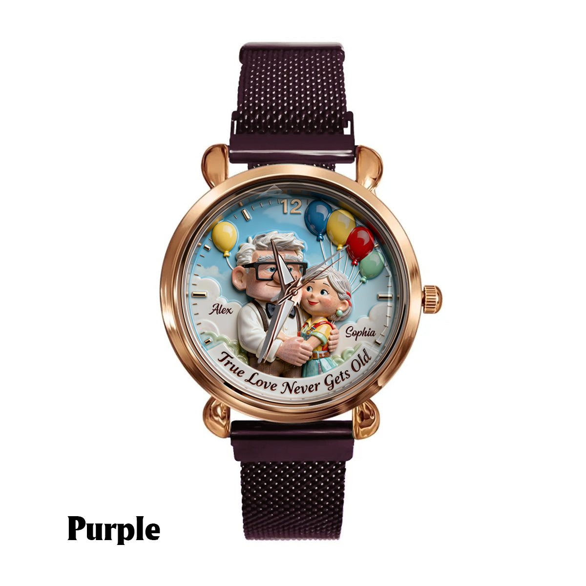 True Love Never Gets Old - Personalized Up Movie Couple Women Hand Watch