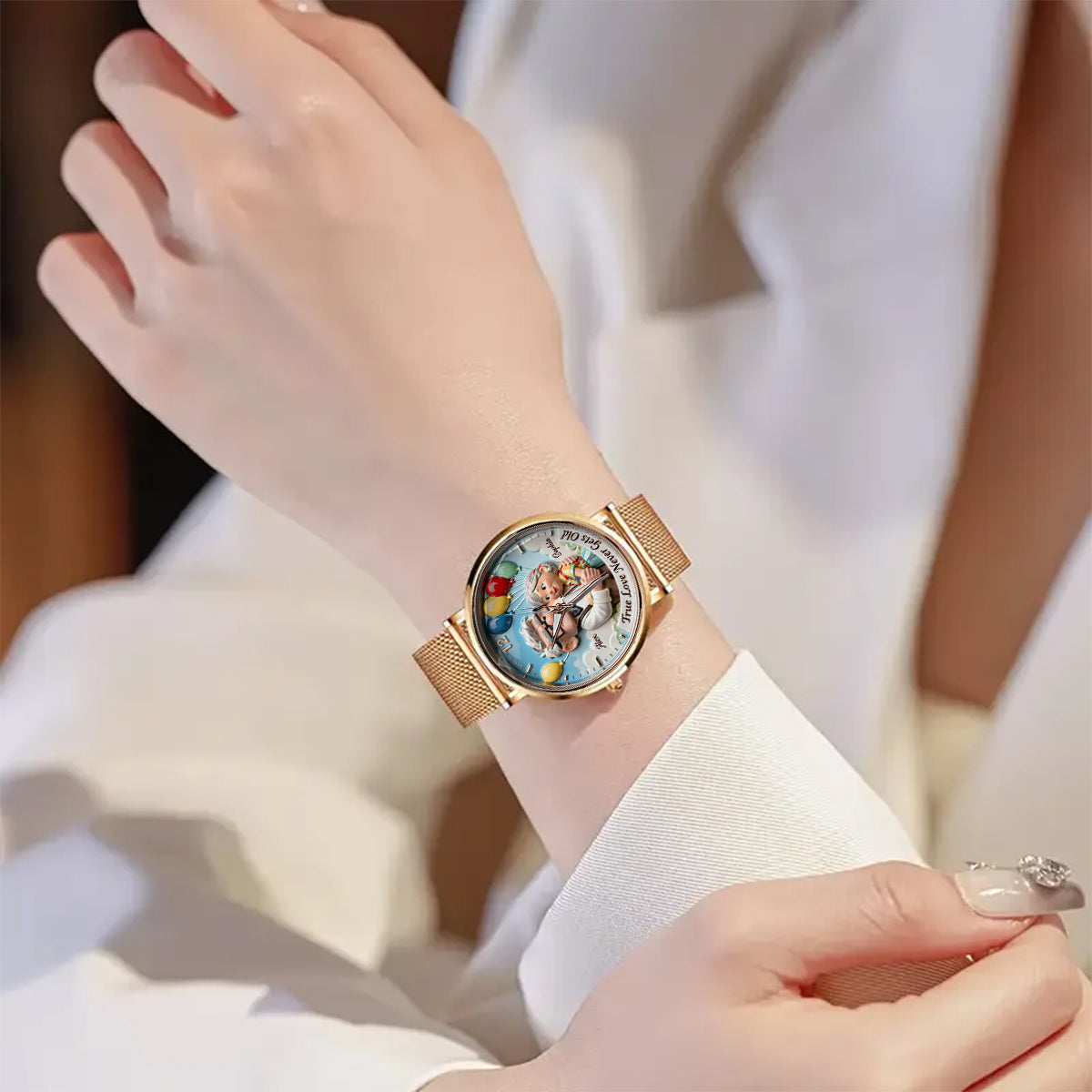 True Love Never Gets Old - Personalized Up Movie Couple Women Hand Watch