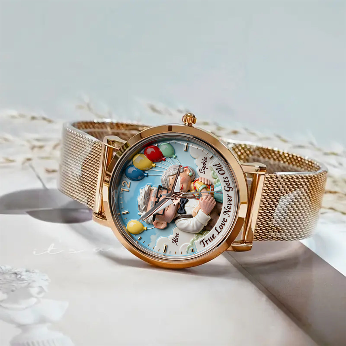 True Love Never Gets Old - Personalized Up Movie Couple Women Hand Watch