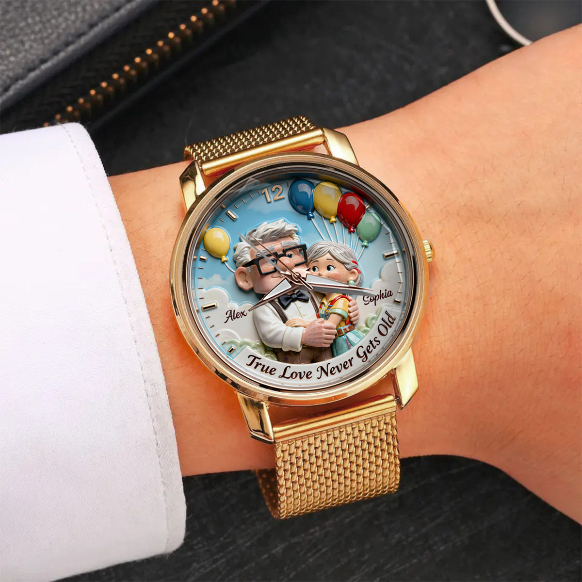 True Love Never Gets Old - Personalized Up Movie Couple Women Hand Watch