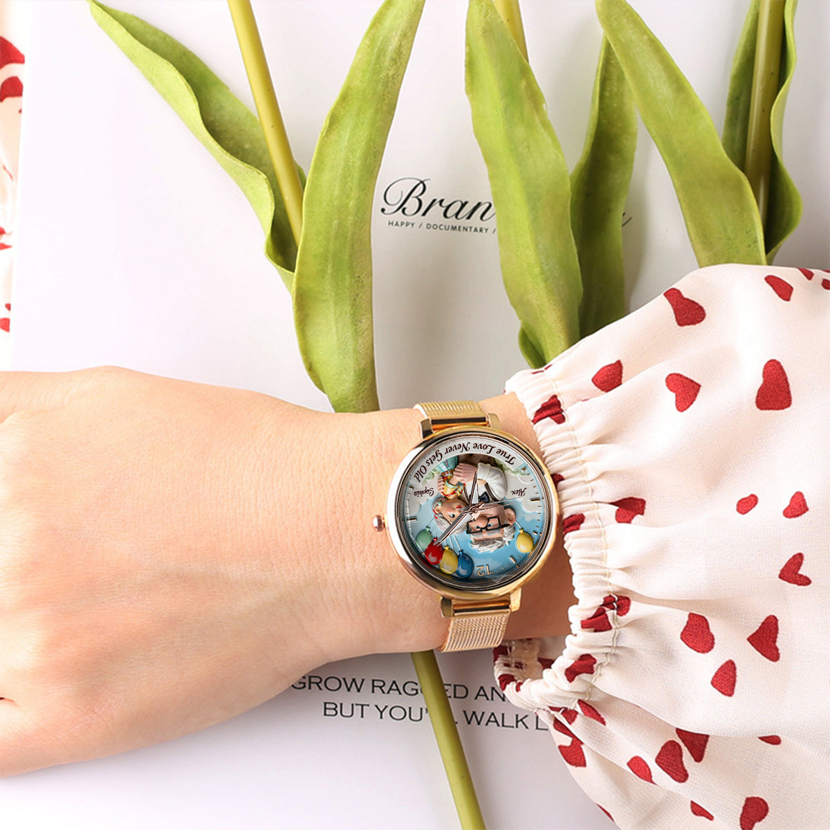 True Love Never Gets Old - Personalized Up Movie Couple Women Hand Watch