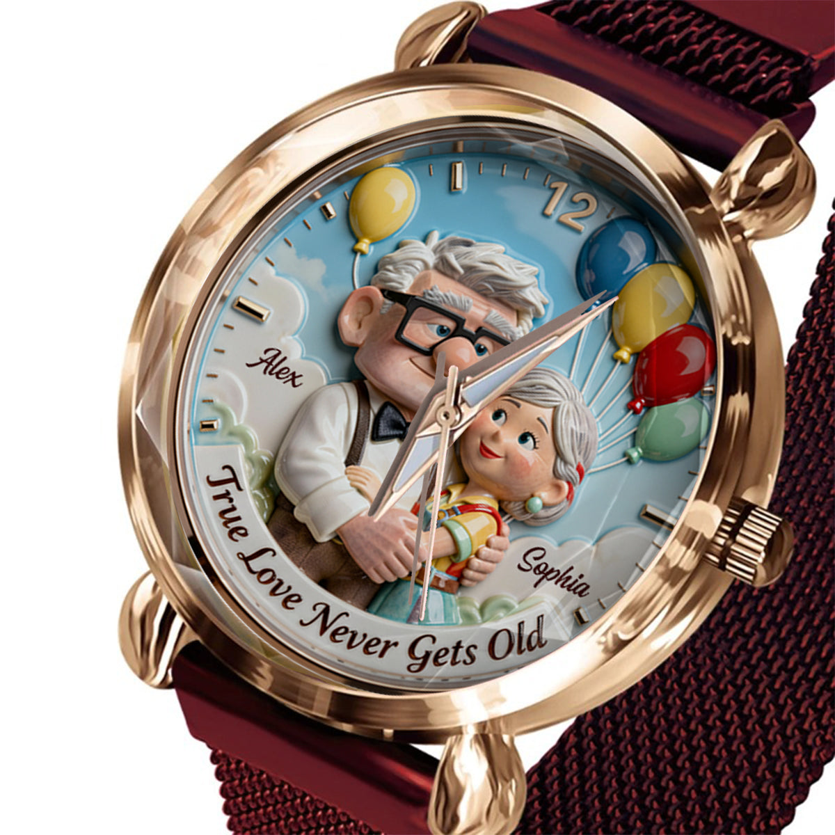 True Love Never Gets Old - Personalized Up Movie Couple Women Hand Watch