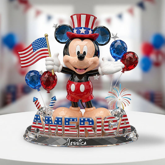 Stars, Stripes And Magic - Personalized Mouse Custom Shaped Acrylic Plaque