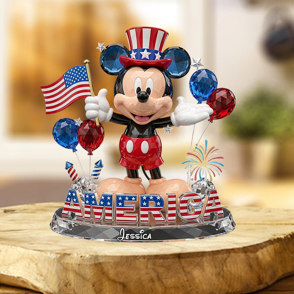 Stars, Stripes And Magic - Personalized Mouse Custom Shaped Acrylic Plaque