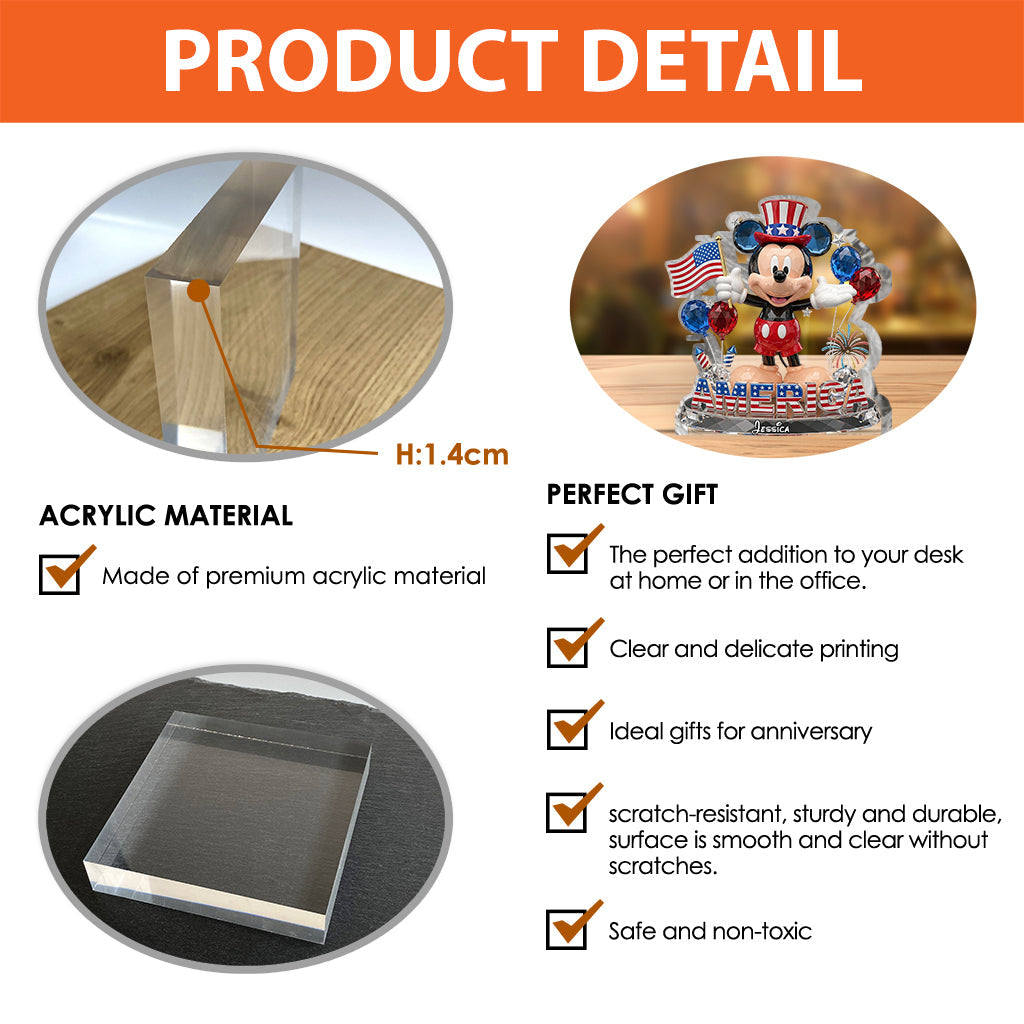 Stars, Stripes And Magic - Personalized Mouse Custom Shaped Acrylic Plaque