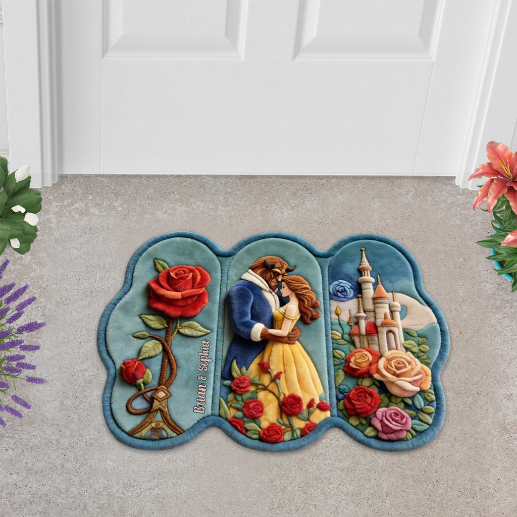 Home Sweet Home - Personalized Beauty And The Beast Shaped Doormat/ Rug