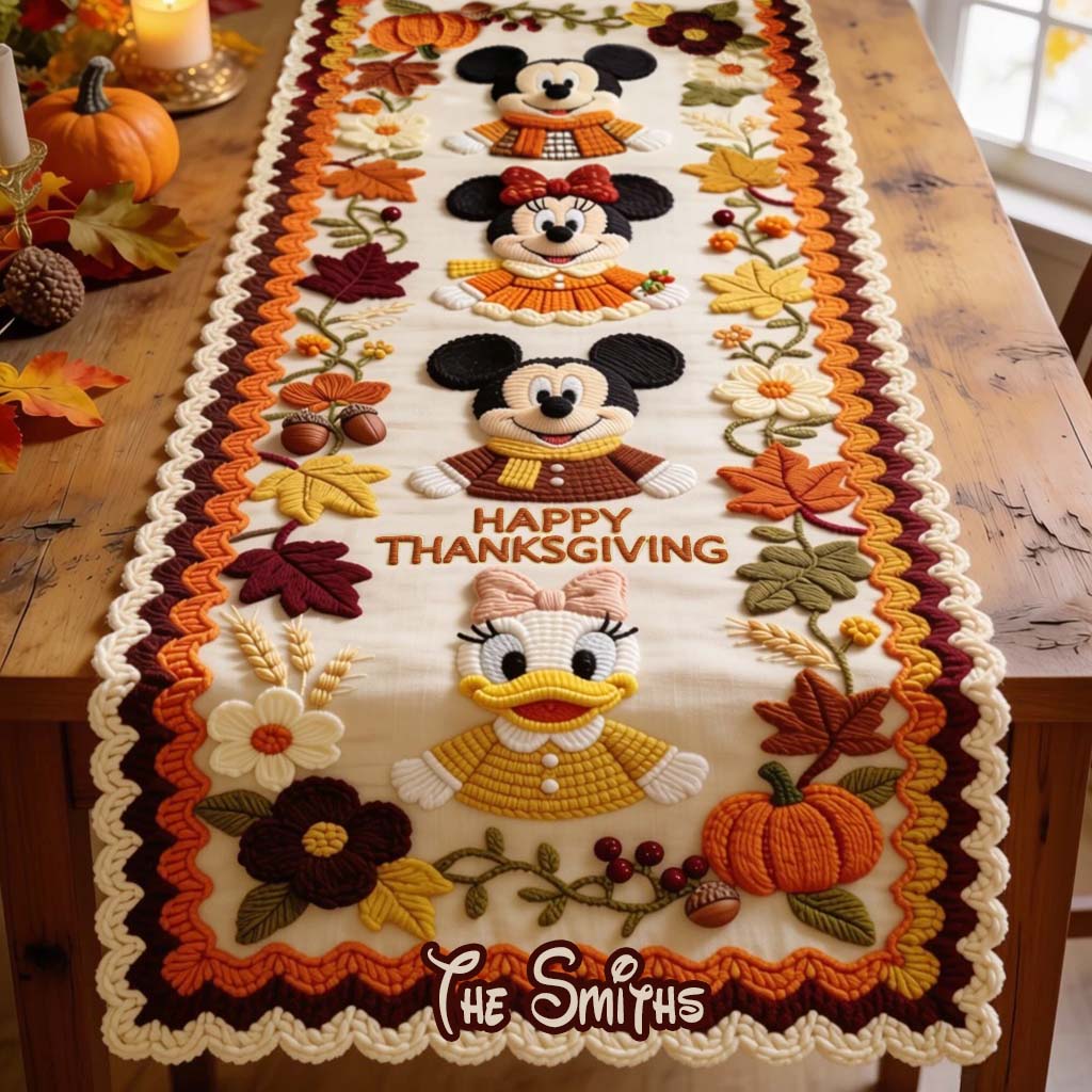 Happy Thanksgiving - Personalized Mouse Custom Shape Table Runner