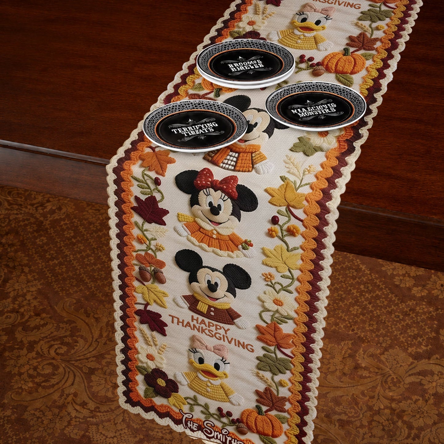 Happy Thanksgiving - Personalized Mouse Custom Shape Table Runner