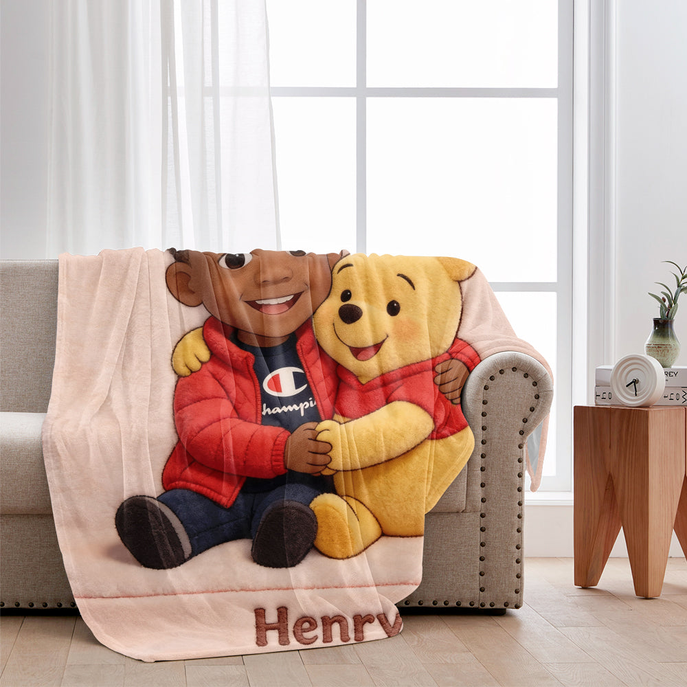 Best Friends - Personalized Yellow Bear Blanket