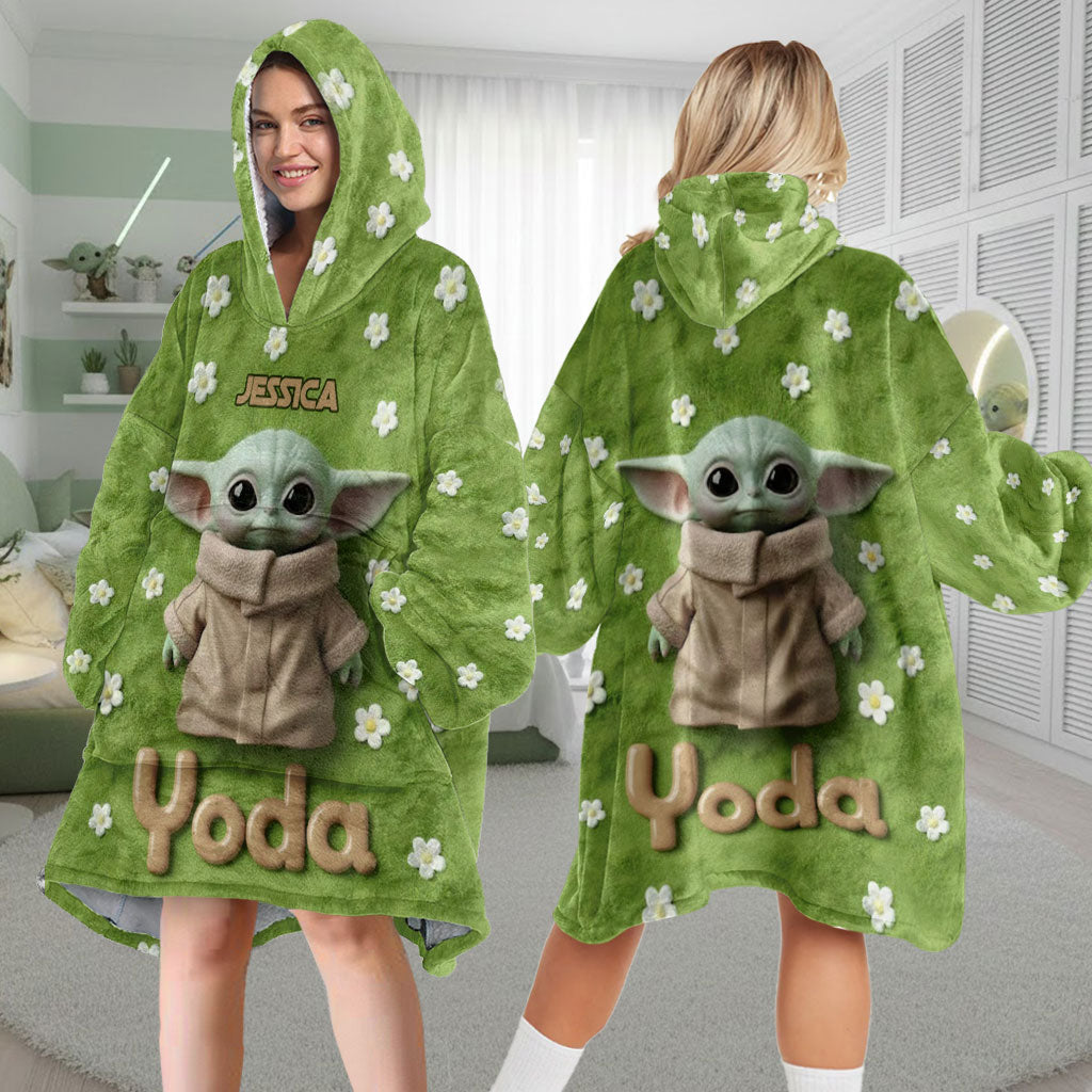 Cute Yoda - Personalized The Force Blanket Hoodie