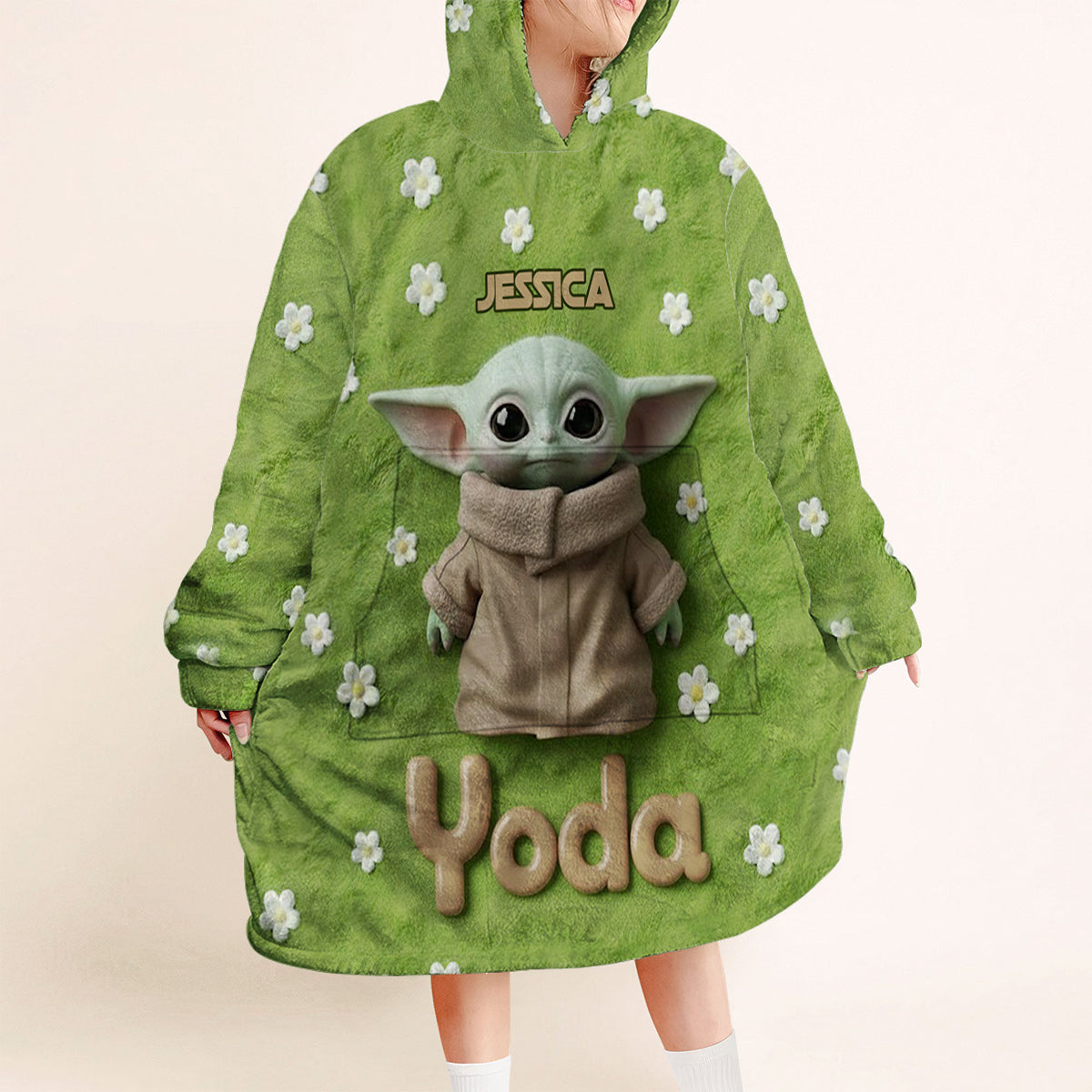 Cute Yoda - Personalized The Force Blanket Hoodie