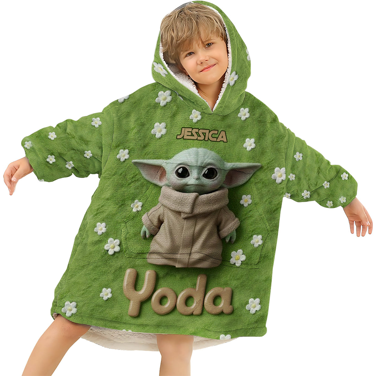 Cute Yoda - Personalized The Force Blanket Hoodie