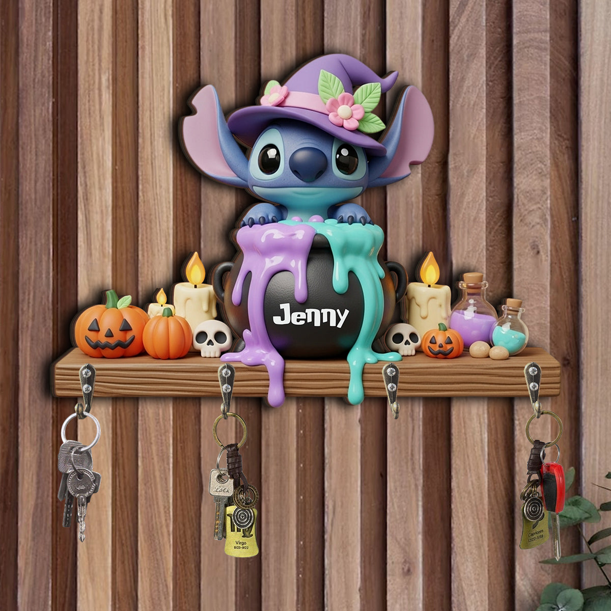 Magic Brew Cuteness - Personalized Ohana Custom Shaped Key Rack