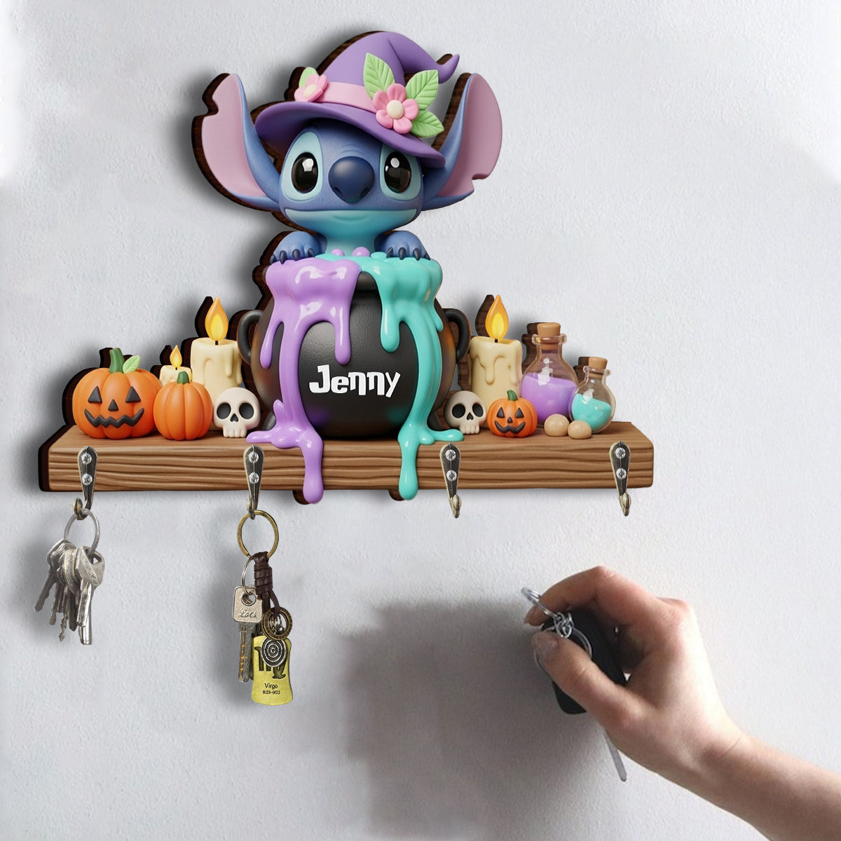 Magic Brew Cuteness - Personalized Ohana Custom Shaped Key Rack