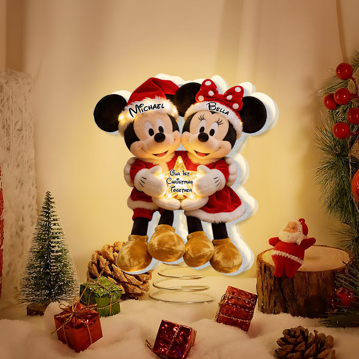 Our 1st Christmas Together - Personalized Mouse LED Light Tree Topper