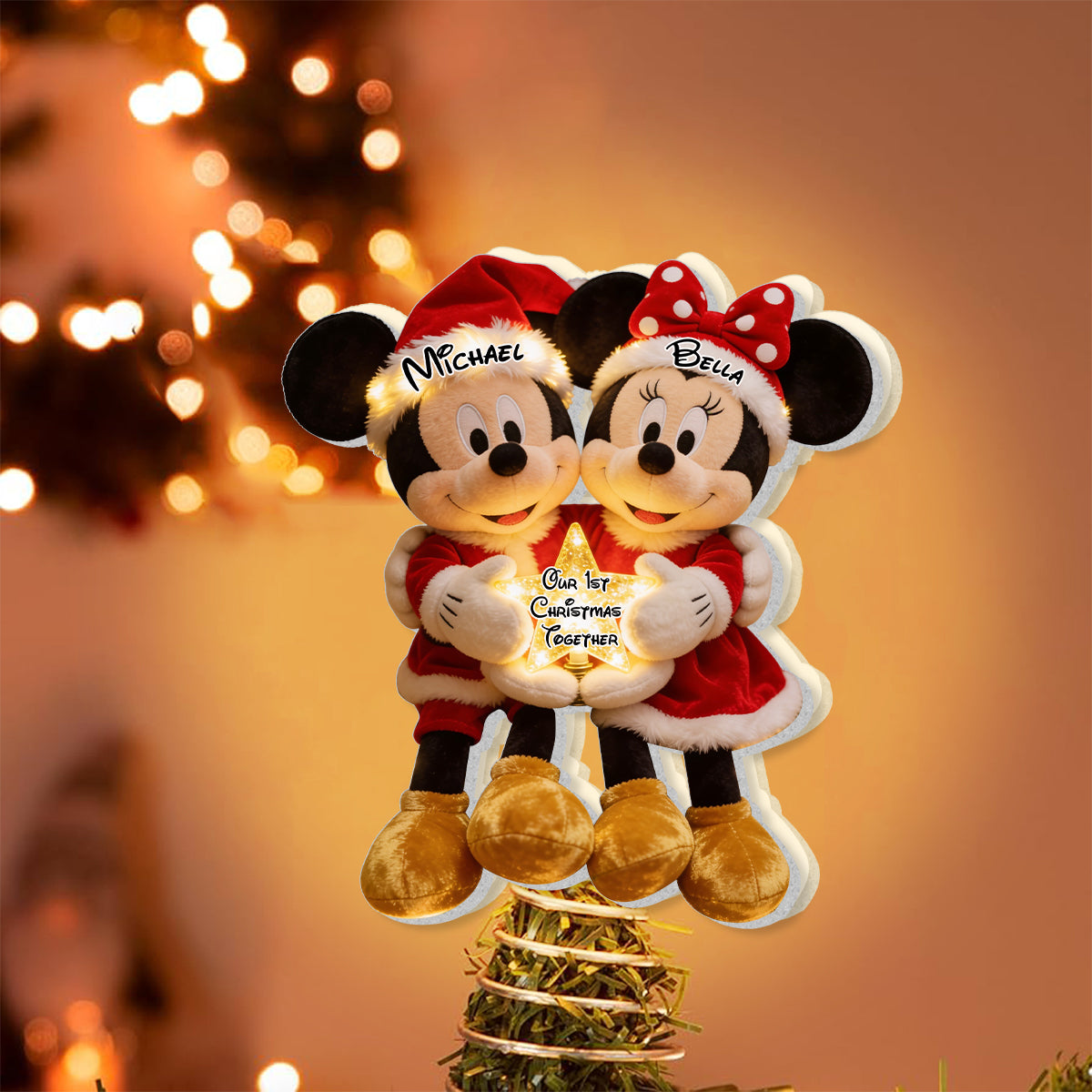 Our 1st Christmas Together - Personalized Mouse LED Light Tree Topper