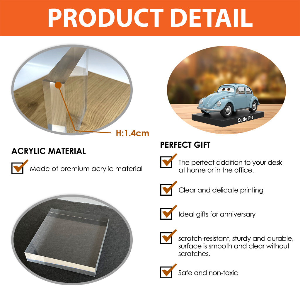 Custom Cartoonish Vehicle From Photo - Personalized Car Lover Custom Shaped Acrylic Plaque